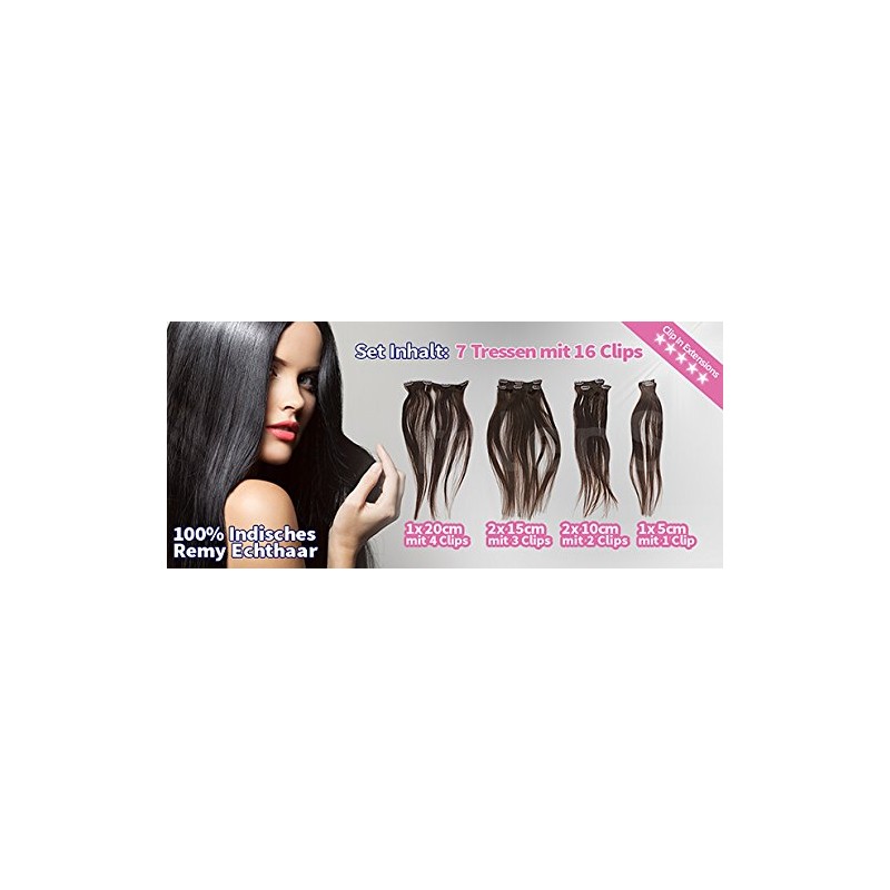 Clip-In Extensions Set 100% Real Hair 7-Piece 70g 45 cm