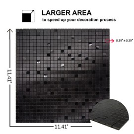 XUANINY 10-Sheet Peel and Stick Backsplash Tiles Black Surface Aluminum Mosaic Sticker for Kitchen (11.41"x11.41" Per Sheet, Pack of 10pcs) (10 Black)