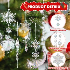 Christmas Tree Decorations, Snowflake Pendants, Pack of 18 Christmas Tree Decorations, Acrylic Icicle Christmas Tree, Snowflakes, Christmas Tree, Crystal Decoration