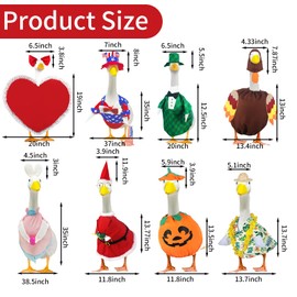 8 Set Holiday Porch Goose Outfits All Seasons Holiday Bundle St. Patrick Easter Summer Hawaiian 4th of July Fall Lawn Goose Clothing Porch Goose Clothes for Goose Patio Yard Lawn Decor