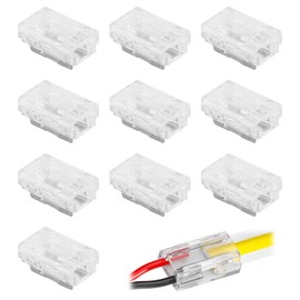 10 PCS 2 Pin 8mm COB LED Strip Light Connectors Solderless LED Strips Connectors with 22 AWG Wire for Quick Stable Connection Compatible with 5V/12V/24V Waterproof Non-Waterproof LED Strips Lighting
