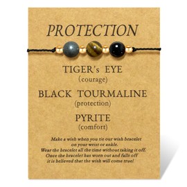 Palotay Healing Crystal Bracelet Natural Crystal Stone Bracelets for Women Men Spiritual Amethyst Protection Bracelet Anxiety Relief Jewelry Gifts Protection B