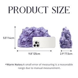 HuiYStar Evening Bag for Women, 3D Flower Wedding Evening Handbag, Bridal Flower Clutch Bag, Purple