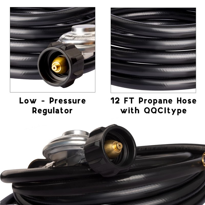 DOZYANT 12 Feet Propane Regulator and Hose with Elbow Adapter