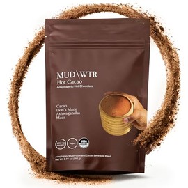MUDWTR Hot Cacao Mix | Adaptogenic Mushroom Chocolate Powder with Ashwagandha | Organic Cacao Drink Mix | Instant Superfood Hot Drink Blend for Focus & Relaxation | Functional Natural | 12 Servings