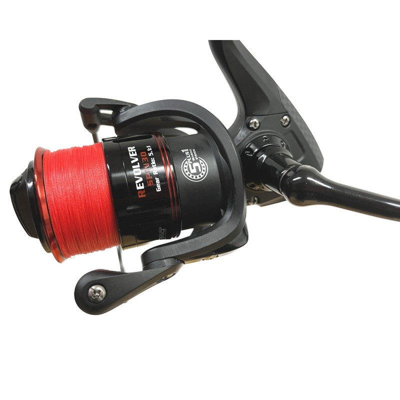 Hunter Pro Revolver Spinning reel with braid. 5+1 Ball Bearing