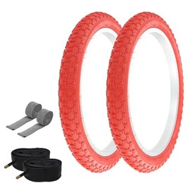 PRO+ HIGH Performance Bicycle BMX TIRE 18" X 2.125 All RED COMP III Tread Tires W/Tubes & Rim Strips.