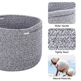 MiniArk Small Storage Basket for Organizing | Cube Shelf Closet Storage Baskets | 9.7×9.7×7.1” Cute Baby Basket for Nursery | Woven Rope Basket Bins | Gift Basket Easter | Round 3 Packs Mixed Grey
