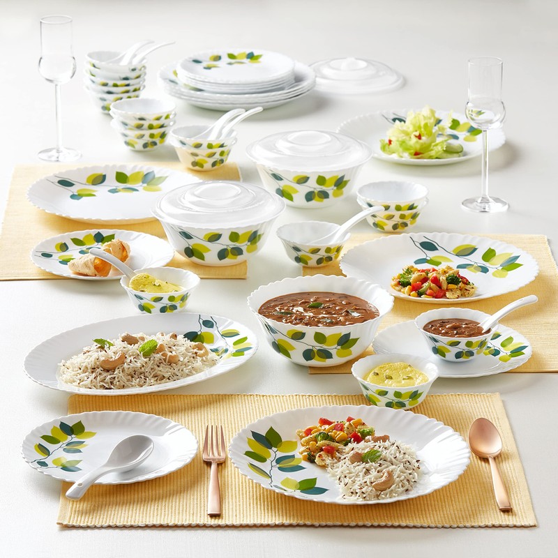 Borosil Gourmet Dinnerware Set For 6, 19 Pieces, White Dinner