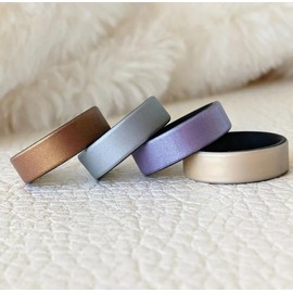 Knot Theory Silicone Ring in Metallic & Black – 2-Toned Breathable Comfort Fit – 6mm Size 10 Silicone Wedding Band, for Sports Activities, Breathable Comfort Fit