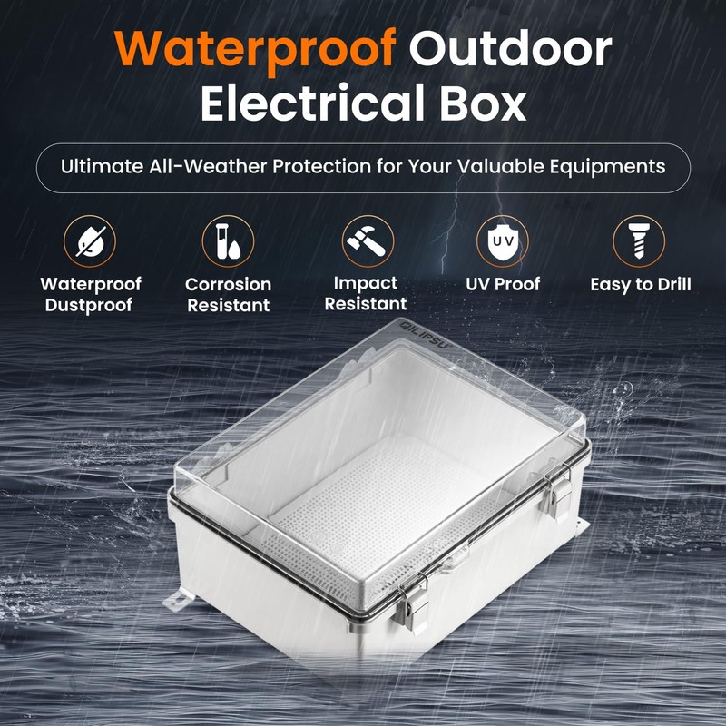 QILIPSU Outdoor WiFi Enclosure, 11.4"x7.5"x5.5" Waterproof Electrical Junction Box IP67