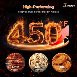 Tastee Air Fryer, 8-in-1 Compact 5.5QT AirFryers, 450°F Digital Airfryer Dehydrator with Dual-sensor Smart Probe, 24 Presets One-touch Cooking, In-app Recipes with Window, Dishwasher-safe & Non-stick