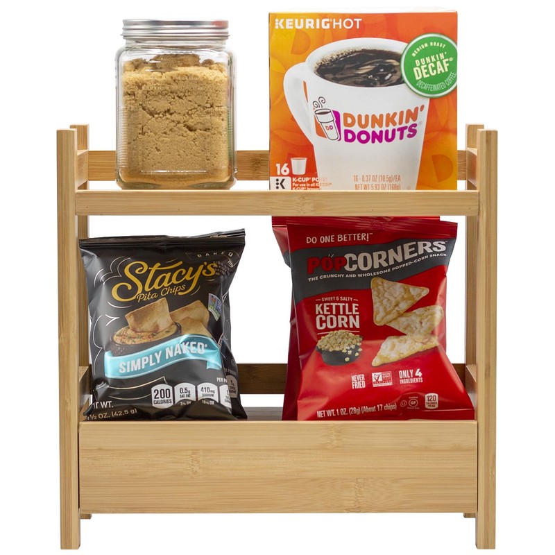 Sorbus Bamboo Bathroom Counter Organizer – 2-Tier Shelf with Hidden