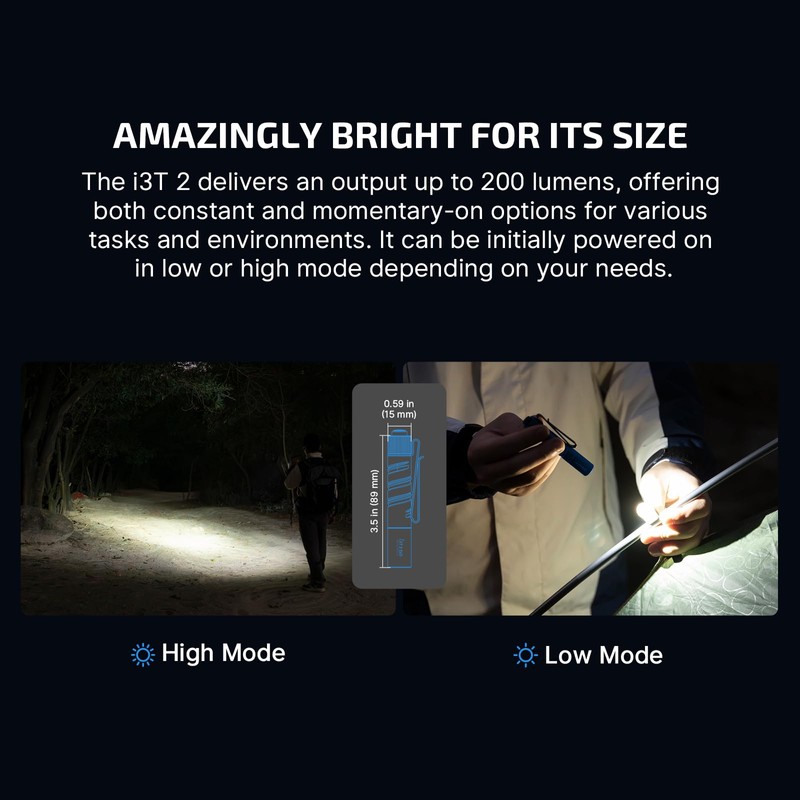 OLIGHT I3T 2 EOS Pocket EDC Flashlight, 200 Lumens Compact