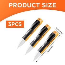 3 PCS Non-Contact Voltage Detector Pen, Electric Voltage Tester Pen Digital Test Pen Power Probe Wire Breakpoint Finder Live Wire Detector Pen Test Range 90v To 1000v with Flashlight Buzzer Alarm