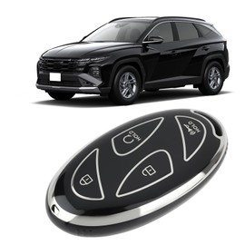 The Lord of the Tools TPU Smart Key Fob Cover 7-Button Protective Case Compatible with Hyundai Compatible with Tucson NX4 Black Silver