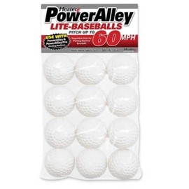 Heater Sport Power Alley 60 MPH Lite Baseballs White - 1 Dozen, Lightweight, Accurate, and Long-Lasting | Perfect for Batting and Fielding Practice, Ideal for All Ages in Both Outdoor and Indoor Use