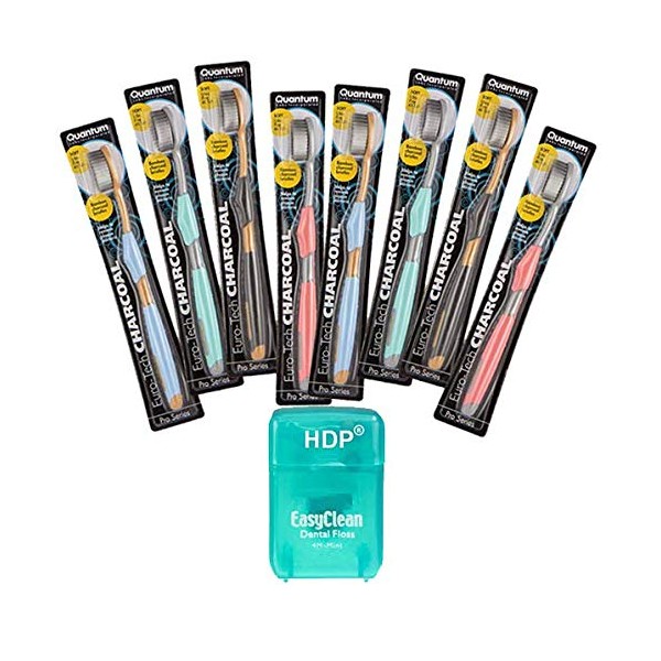 HDP Euro-Tech Toothbrush Size:Pack of 8 with Bonus Type:Charcoal
