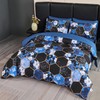 ANGIYUIN 7Pcs Blue Marble King Comforter Sets Floral Bedding Sets