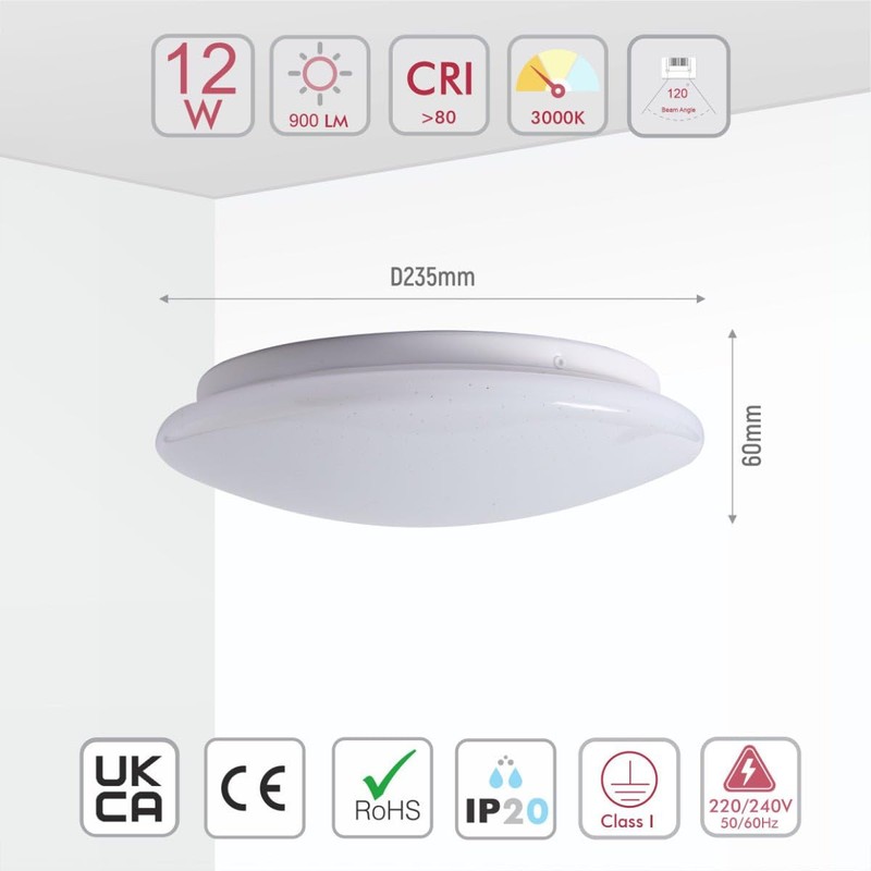 TEKLED® Moonlight Flush Ceiling Light | Non-Yellowing PMMA Cover |