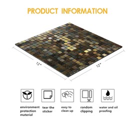 XUANINY Peel and Stick Backsplash Tiles for Kitchen,Bathroom,Fireplace,Self Adhesive Metal Aluminum Mosaic (12"x12") (5, Print Yellow and Green)