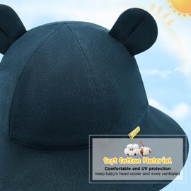 POMIJIAN Toddler Sun Hat Girls UPF 50+ Baby Bucket Hats Boy Soft Summer Hat Cute Beach Cap (CA/US, Age, 3 Months, 6 Months, Navy)