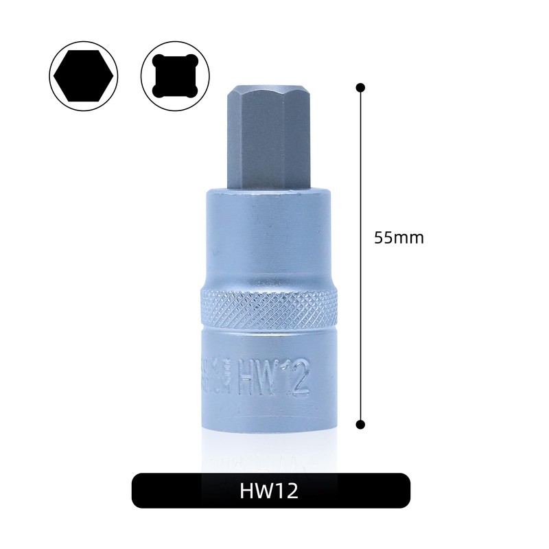 CCLIFE Hexagonal Socket 12 mm, 1/2 Inch Hex Bit Socket,
