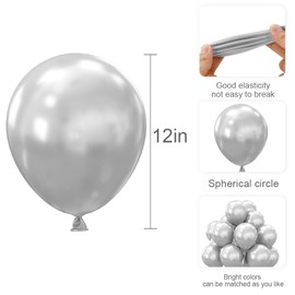 Silver Metallic Balloons - 50PCS, 12 Inch, Chrome, Latex, Garland & Arch Kits