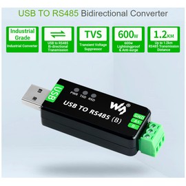 Industrial USB TO RS485 Bidirectional Converter Onboard CH343G Chip, Multi-Protection Circuits 300bps-3Mbps Baudrate Support Linux,Android,WinCE,Win10/8.1/8/7/XP, Up to 1.2km Transmission Distance