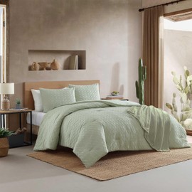 Wrangler - Comforter Set, Super Soft Bedding with Matching Sham & Bonus Throw Blanket, Geometric Room Decor (Sedona Green, King)