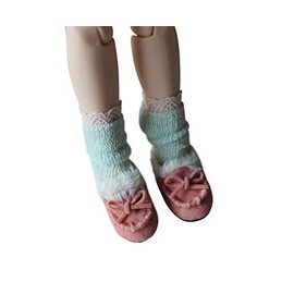 Dolly Para Blythe Shoes Ribbon Decoration Fur Fluffy Boots Azone/MOMOKO 8 Minute Size Doll Shoes (Pink)