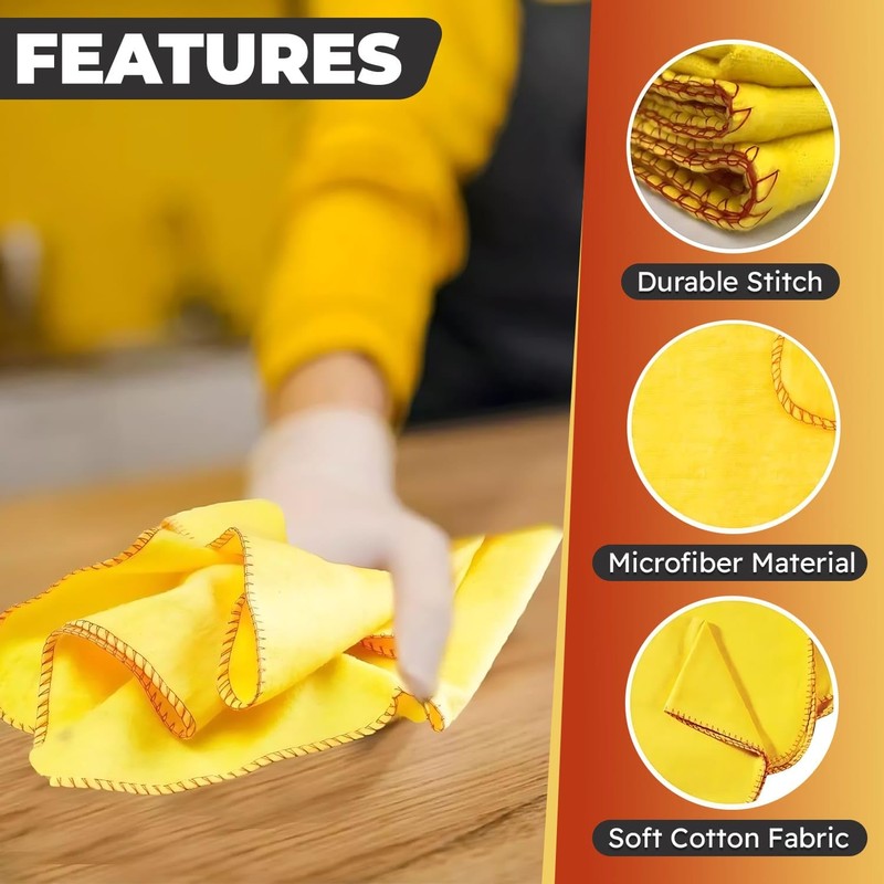 Pack of 5 Jumboo Yellow Dusters Cleaning Cloth 100% Cotton