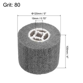 sourcing map 120mmx100mm 80 Grit Non-Woven Polishing Burnishing Wheel Nylon Wire Drawing Abrasive Flap Wheel for Stainless Steel Copper, Grey