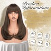 FESHFEN Long Wigs with Bangs, Synthetic Natural Looking Layered Straight