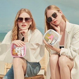 Parima Kosmetiktasche Klein - Reise Kosmetiktasche Wasserdicht Durchsichtige Kosmetiktasche Geschenke für Frauen Mädchen Geburtstagsgeschenk für Teenager Mädchen Buchstaben E Kosmetiktasche