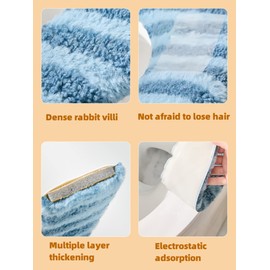 LRGKMCWTOB Thicker Bathroom Toilet Seat Magic Tape Reusable Soft Warmer Toilet Seat Cushion Cover Washable Plush Easy Installation Comfortable Toilet Lid Seat Cover (Blue)