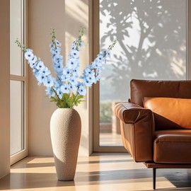 Fqueelvys 42'' Long Stem Blue Delphinium Artificial Flowers for Tall Vases 4PCS Fake Hollyhock Silk Flowers Realistic Larkspur Faux Flowers for Home Wedding Table Decoration Floral Arrangements (Blue)