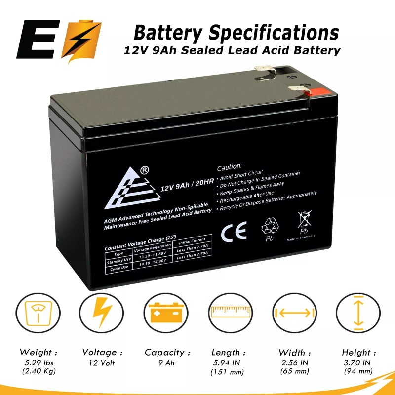 12V 9Ah Battery for Ion Block Rocker UPS Audio Battery