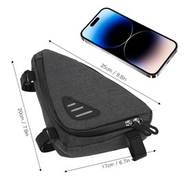 Glomora Water-Resistant Bike Frame Storage Bag, Triangle Pouch for Phone, Wallet, Keys - Black, One Size - Ideal for Cycling and Travel