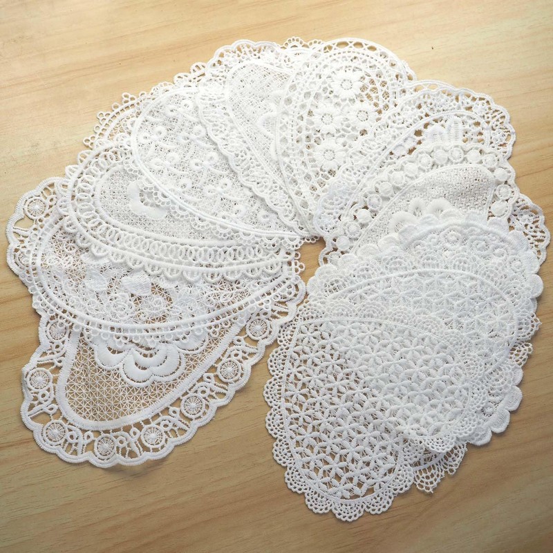 Xiufortion 11PCS Extra Large Heart Shapes Lace Applique Embroidery Organza