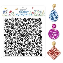 CHGCRAFT Vine Flowers Pattern Polymer Clay Texture Sheet Curly Plants and Leaves Silicone Texture Mat for Polymer Clay Making Earrings Jewelry DIY Crafts 5.5 × 5.5 Inch