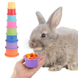 GSDGV 8 PCS Stacking Cups for Rabbits, Small Animals Stacking Cups, Multi Purpose Rabbits-Bunny Toys for Hiding Food and Playtime Fun, Multi-Coloured and Various Sizes(COLOR:Mutilcolor)