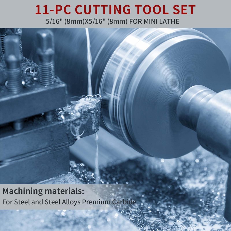 11 Pc 5/16" Carbide Tip Tipped Cutter Tool,Metal Lathe Cutting