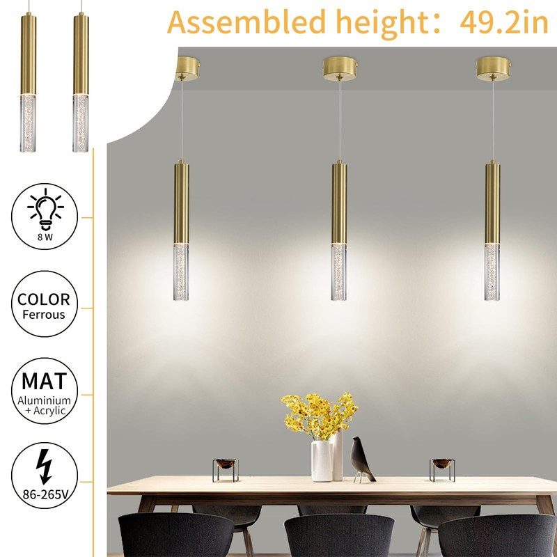Mikeru 2 Pack Cylinder Ceiling Suspension Pendant Light, 3 Color