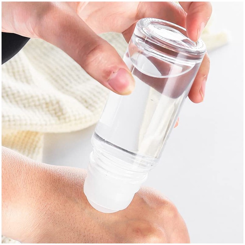4Pcs 30ml/1oz Clear Glass Deodorant Roller Bottle with Plastic Roller