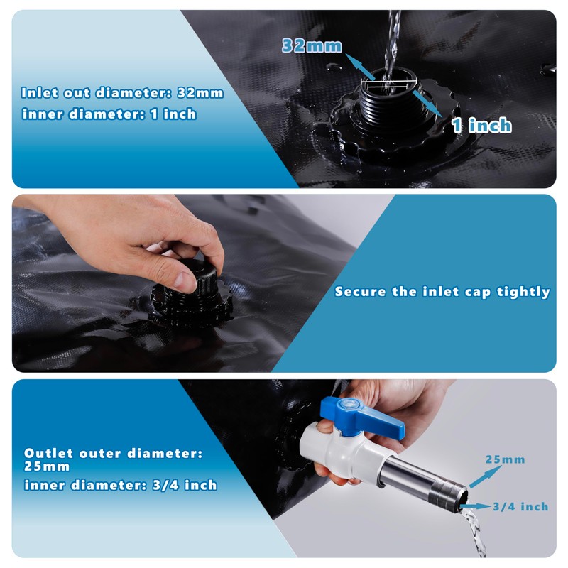 GHOSOONE 240 L/63 Gal Water Bladder Tank, Foldable Portable Water