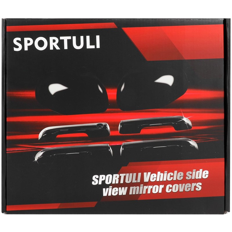 sportuli Black Vehicle Side View Mirror Covers Caps + Door