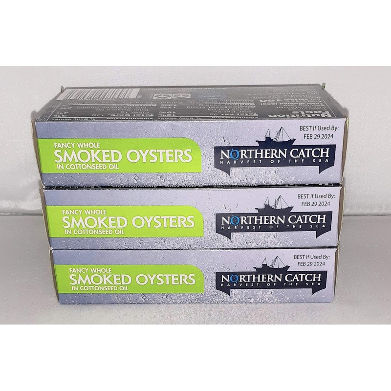 SMOKED OYSTERS IN COTTONSEED OIL, 3 Ounce (Pack of 3)