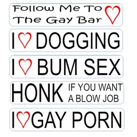 5 x Funny Car Stickers/Decals 5 x 1 Inches Printed On To White Vinyl Simply Peel And Stick