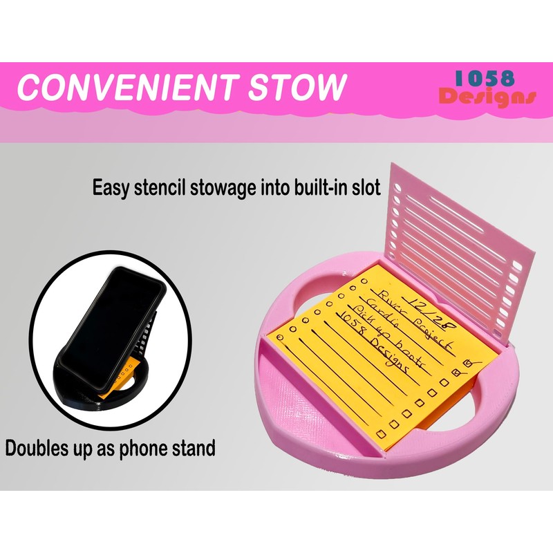 Heart Sticky Note Holder with Stencil Pink, Sticky Note Dispenser